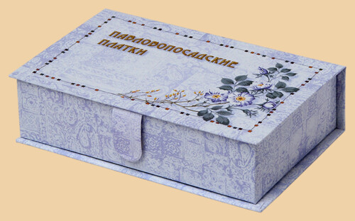 Коробка для платков Цветы на белом (оптимально подходит для шёлковых платков)