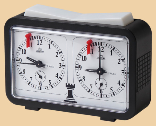 Шахматные часы Арадора (пластиковый корпус чёрного цвета, с секундной стрелкой)