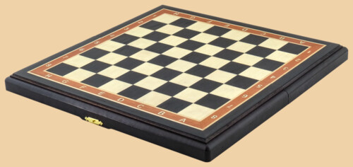 Шахматы Замок в горах №3 (морёный дуб-ясень, клетка 4 см)