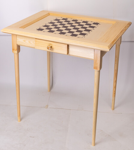 Стол шахматный без фигур Классный (светлый, с ящиком для фигур, прямые ножки)