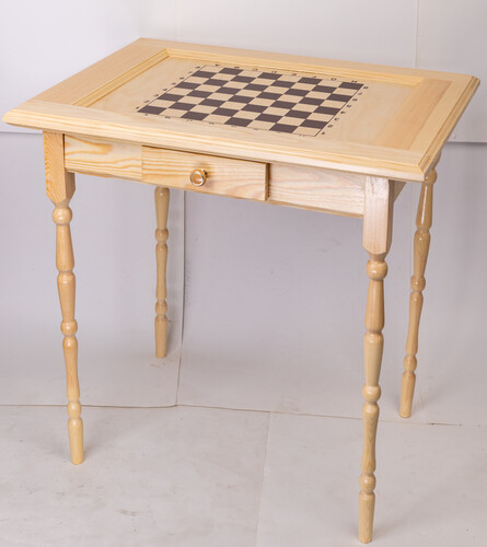 Стол шахматный без фигур Гроссмейстер (светлый, с ящиком для фигур, резные ножки)