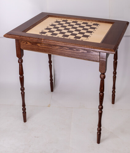 Стол шахматный без фигур Олимпийский (тёмный, без ящиков для фигур, резные ножки)