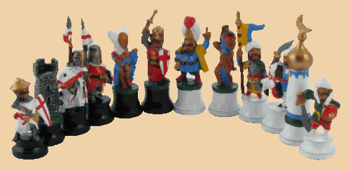 Шахматные фигуры Турки и Крестоносцы (оловянные, высота пешки 28 мм)